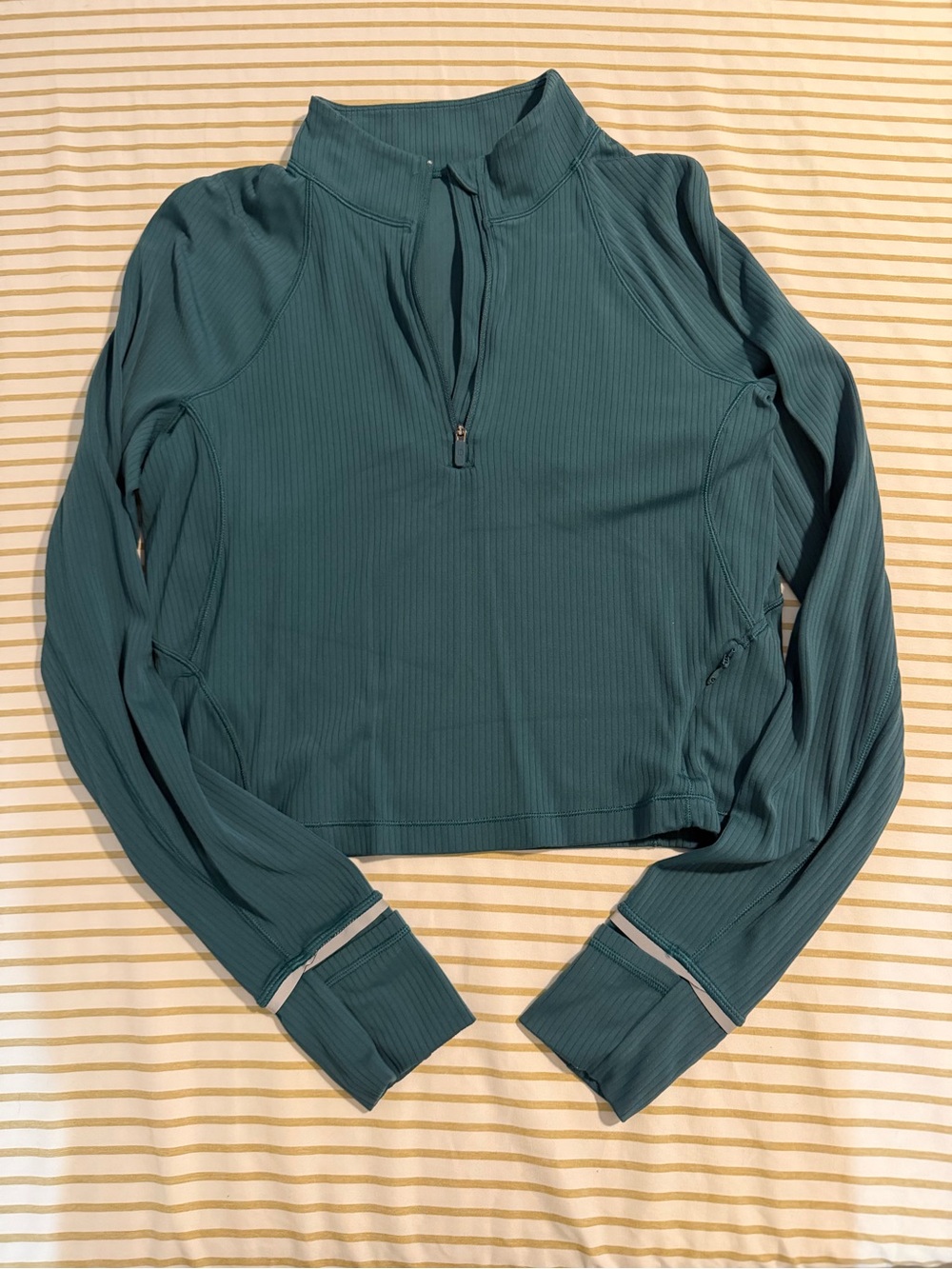 lululemon athletica Teal Ribbed Quarter-Zip Pullover